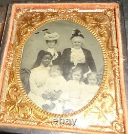 Civil War Era 6th. P. Tintype African American Black Nanny, White Family