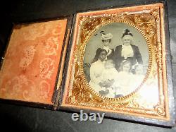 Civil War Era 6th. P. Tintype African American Black Nanny, White Family