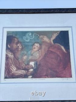 Dysinger Etching Jazz Club African American Woman Musicians Bar Signed Limited