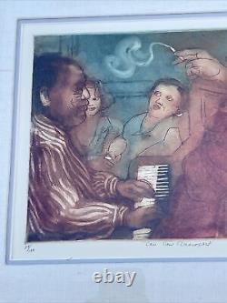 Dysinger Etching Jazz Club African American Woman Musicians Bar Signed Limited