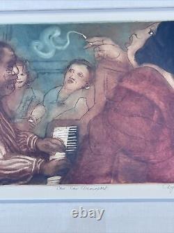 Dysinger Etching Jazz Club African American Woman Musicians Bar Signed Limited