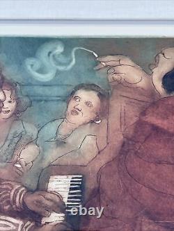 Dysinger Etching Jazz Club African American Woman Musicians Bar Signed Limited