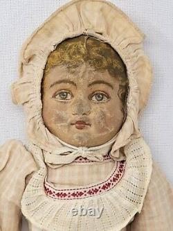 EARLY hand painted Babyland rag Doll TOPSY TURVY All Original Nice 12 Folk Art