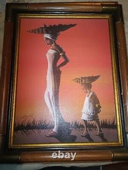 ELAINE DUNGILL MOTHER & CHILD AFRICAN AMERICAN WOMAN GICLEE ON CANVAS lino