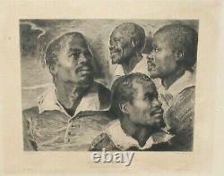 Edmond Ramus Etude De Negres Vintage African American Etching