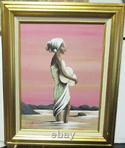 Elaine Dungill African American Woman In Water Giclee On Canvas Painting