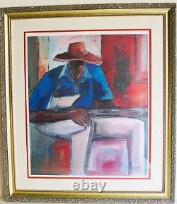 Ephraim Urevbu Large Lithograph Signed Numbered Blues Man African American Art