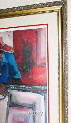 Ephraim Urevbu Large Lithograph Signed Numbered Blues Man African American Art