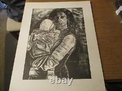 Eugene E White Signed 1972 (MOTHER & CHILD) MATTED LITHO AFRICAN AMERICAN ARTIST