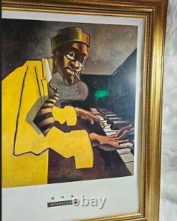 Genuine Authentic Justin Bua Piano Man Custom FRAMED African American Graffit