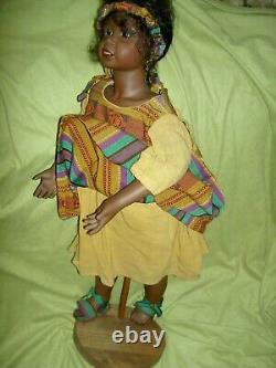 Gorgeous, 20 ZOBE, brown bisque & cloth doll by artist Frances Lynne