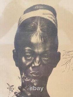 Important Vintage Old Black African American Modern Lithograph, Charles White