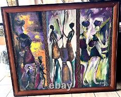 Jean Samuel African American Traditional Culture Rural Woman Oil Painting Signed