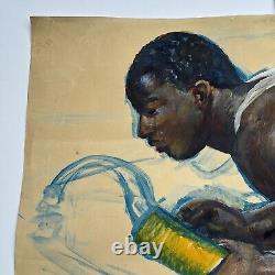 Jo Cain PAINTING ANTIQUE MURAL AFRICAN AMERICAN BLACK PORTRAIT OIL LARGE 40