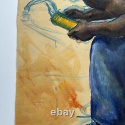 Jo Cain PAINTING ANTIQUE MURAL AFRICAN AMERICAN BLACK PORTRAIT OIL LARGE 40