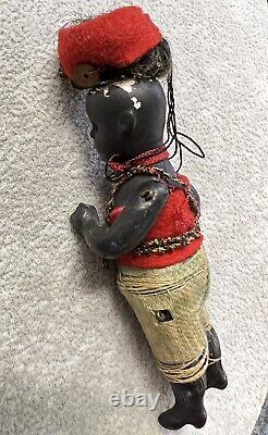 Kestner 4 antique black mignonette jointed bisque doll glass eyes Ethnic Garb