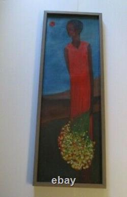 Large Black Americana Painting African American Portrait MID Century Modernism