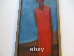 Large Black Americana Painting African American Portrait MID Century Modernism