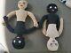Lot Of 2 Vintage Topsy Turvy Black White Cloth Doll Hand Stitched