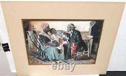 M. Peaker African American Doctor House Call Vintage Original Watercolor Painting