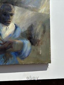 MID Century Black Painting Portrait African American Expressionism Vintage 1950