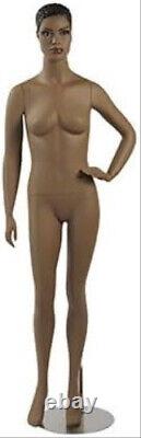 Mannequin Fiberglass Full Body Female Posing Metal Base African-American 6' 1