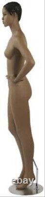 Mannequin Fiberglass Full Body Female Posing Metal Base African-American 6' 1
