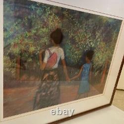 Manning African American Mother And Child 2000 Painting 21.5 X25.5