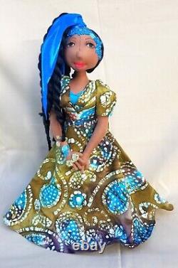 Mwango #395 Black African-American- 14''-16'' -#Doll-#handmade