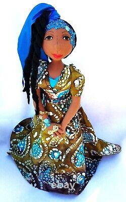 Mwango #395 Black African-American- 14''-16'' -#Doll-#handmade