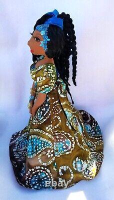 Mwango #395 Black African-American- 14''-16'' -#Doll-#handmade