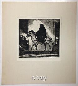 ORIENTALIST Etching NORTH AFRICAN WOMAN 1930s American LISTED ARTIST