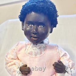 One of a Kind African American Doll by Artist Cynthia Dehoff with Doll Stand