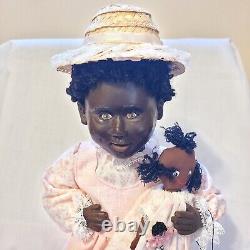 One of a Kind African American Doll by Artist Cynthia Dehoff with Doll Stand