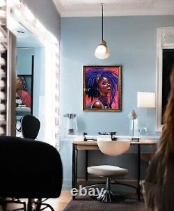 Original Acrylic On Canvas Vibrant African American Black Woman Rare Beauty