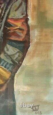 Original Painting Oil Pastel Art African American Man Unframed Signed 18 X 24
