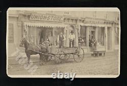 Outdoor Street / Storefront Scene African American Worker Signs 1800s CDV Photo