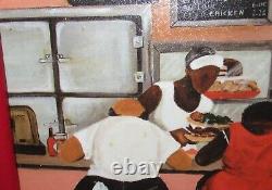 Pair Of Annie Lee African American Woman & Dinner Giclee On Canvas Painting 1992