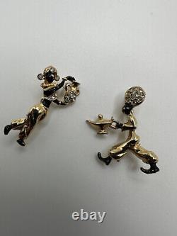 Pair Of Vintage African Ethnic Man Woman Brooches 3.2cm