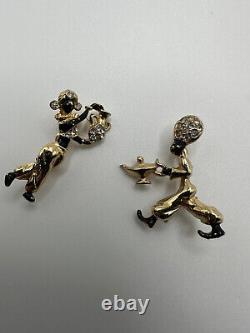 Pair Of Vintage African Ethnic Man Woman Brooches 3.2cm