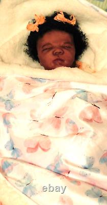 Partial silicone Felicity reborn baby biracial black baby girl 19 doll Realborn