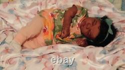 Partial silicone sleeping Felicity kit biracial black baby girl 19 doll
