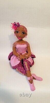 Pink beaded out-fit African American handmade ooak cloth doll. No. 377 Rahema