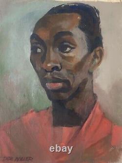 RARE Important Black African American WPA Modern Portrait Oil Painting MILLER