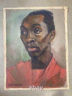 RARE Important Black African American WPA Modern Portrait Oil Painting MILLER