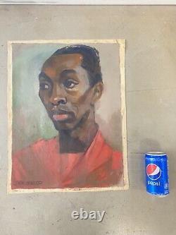 RARE Important Black African American WPA Modern Portrait Oil Painting MILLER