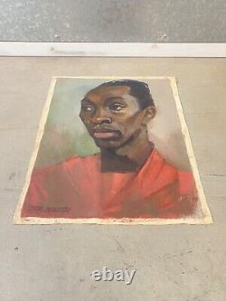 RARE Important Black African American WPA Modern Portrait Oil Painting MILLER