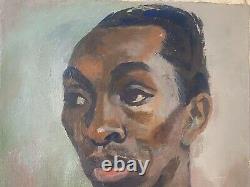 RARE Important Black African American WPA Modern Portrait Oil Painting MILLER