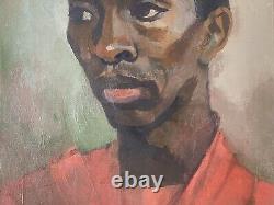 RARE Important Black African American WPA Modern Portrait Oil Painting MILLER