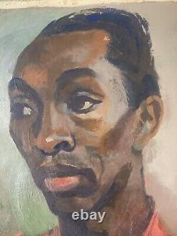 RARE Important Black African American WPA Modern Portrait Oil Painting MILLER